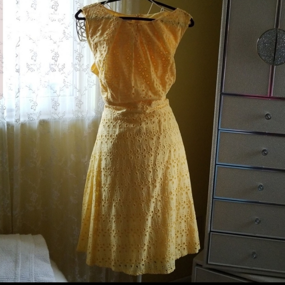 Yellow eyelet dress